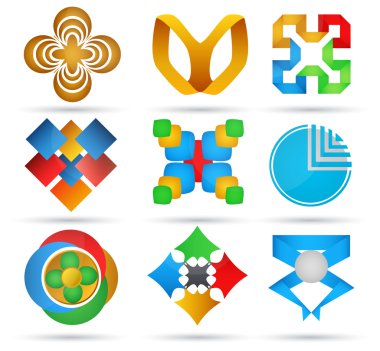 soyut simgeler. Tasarım için geometrik simgeler kümesi