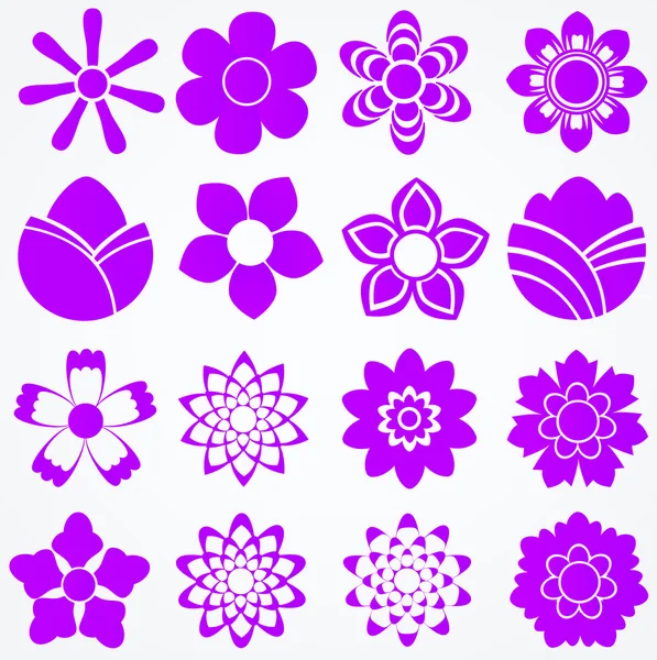 Conjunto de flores. Iconos de vector floral — Vector de stock