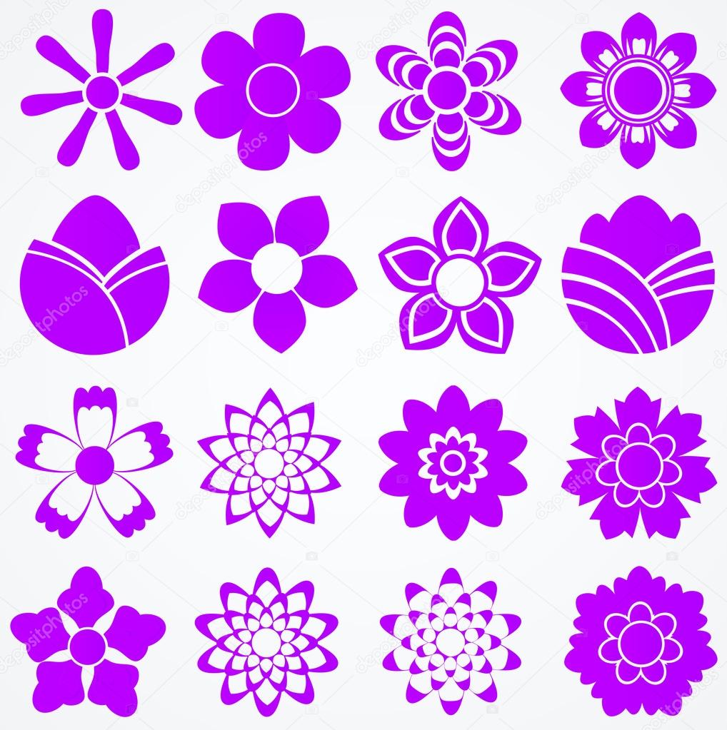 Set of flowers. Floral vector icons