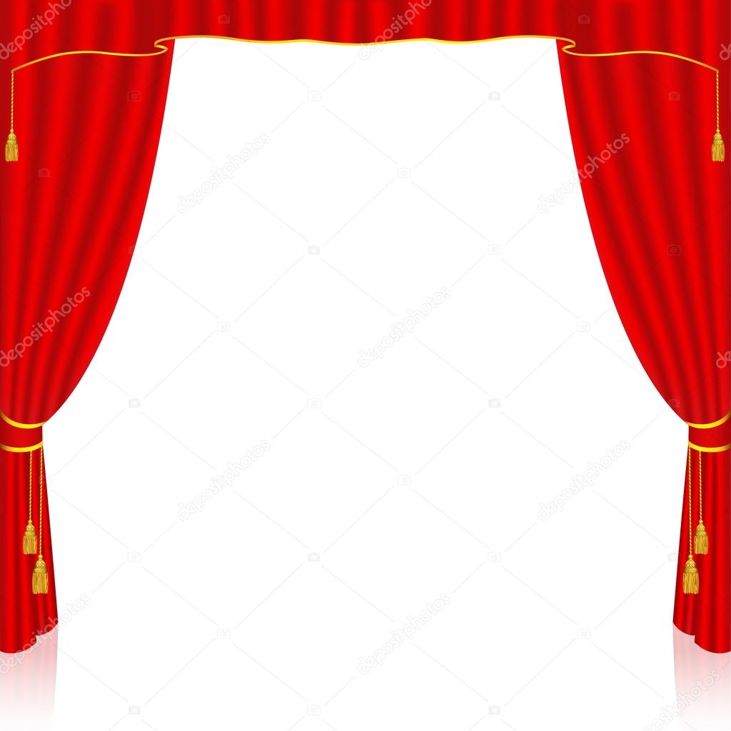 Red curtain on white background