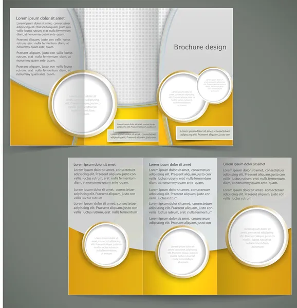 Busin 黄色の要素を持つベクトル銀パンフレットのレイアウト設計 — ストックベクタ
