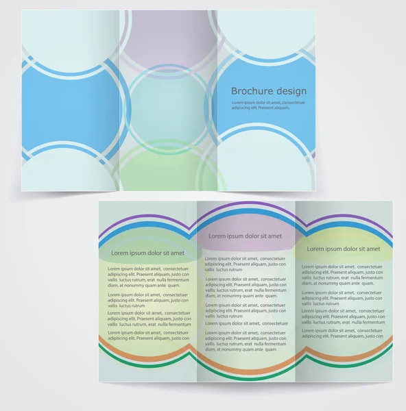 Tri-fold business brochure template, vector blue flyer design wi — Stock Vector