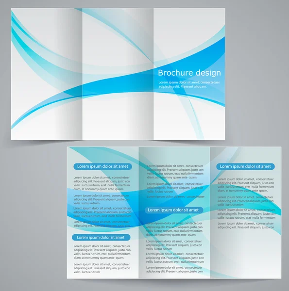 Трехсторонняя бизнес-брошюра, векторный синий дизайн флаер Стоковый вектор