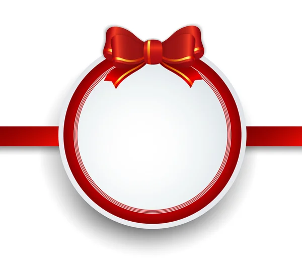 Cornice regalo di Natale con nastro rosso e fiocco . — Vettoriale Stock