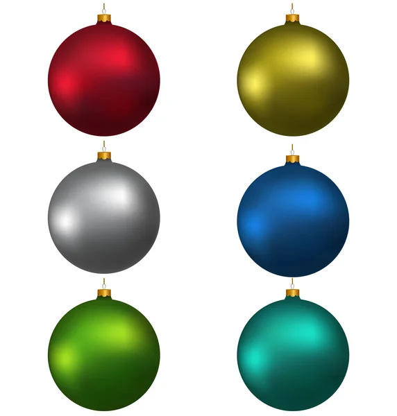Πολύχρωμες μπάλες Χριστούγεννα & κόκκινο, μπλε, πράσινο, γκρι, πορτοκαλί — Stock vektor