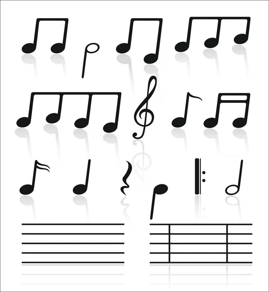 Conjunto de iconos musicales de notas . — Archivo Imágenes Vectoriales