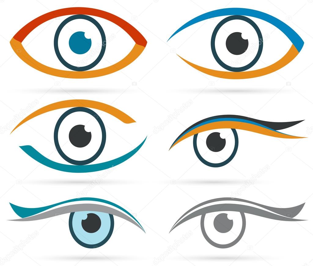 Colorful icons eye vector set for design.