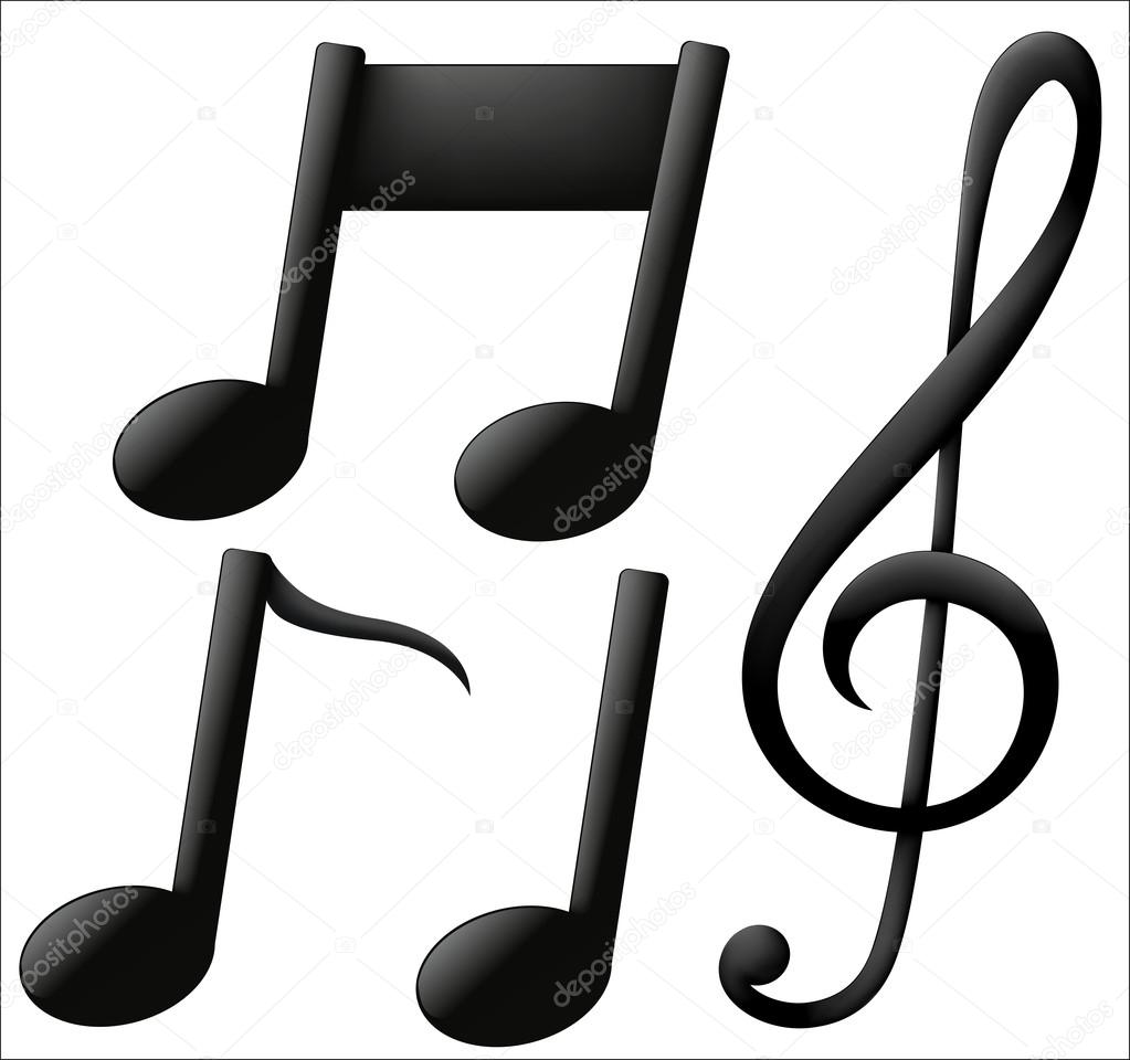 Musical icons on white background