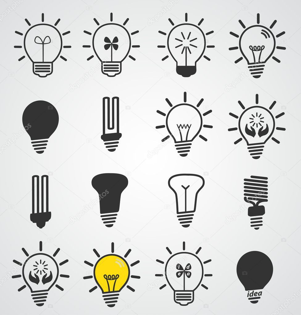 Light bulb icon, art vector set of business concepts, idea