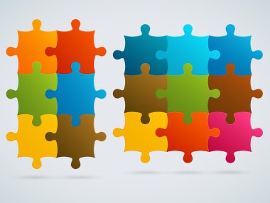 renkli bulmaca parçaları. 9 / ayarla, 6 adet vektör