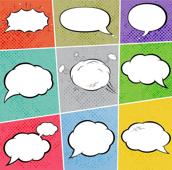 Cosmic speech bubbles, explosions, paper design — Stock Vector