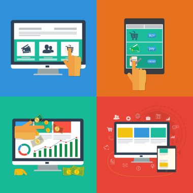 web ve mobil uygulamalar için düz tasarım simgeler. el dokunmatik ekran zekâ