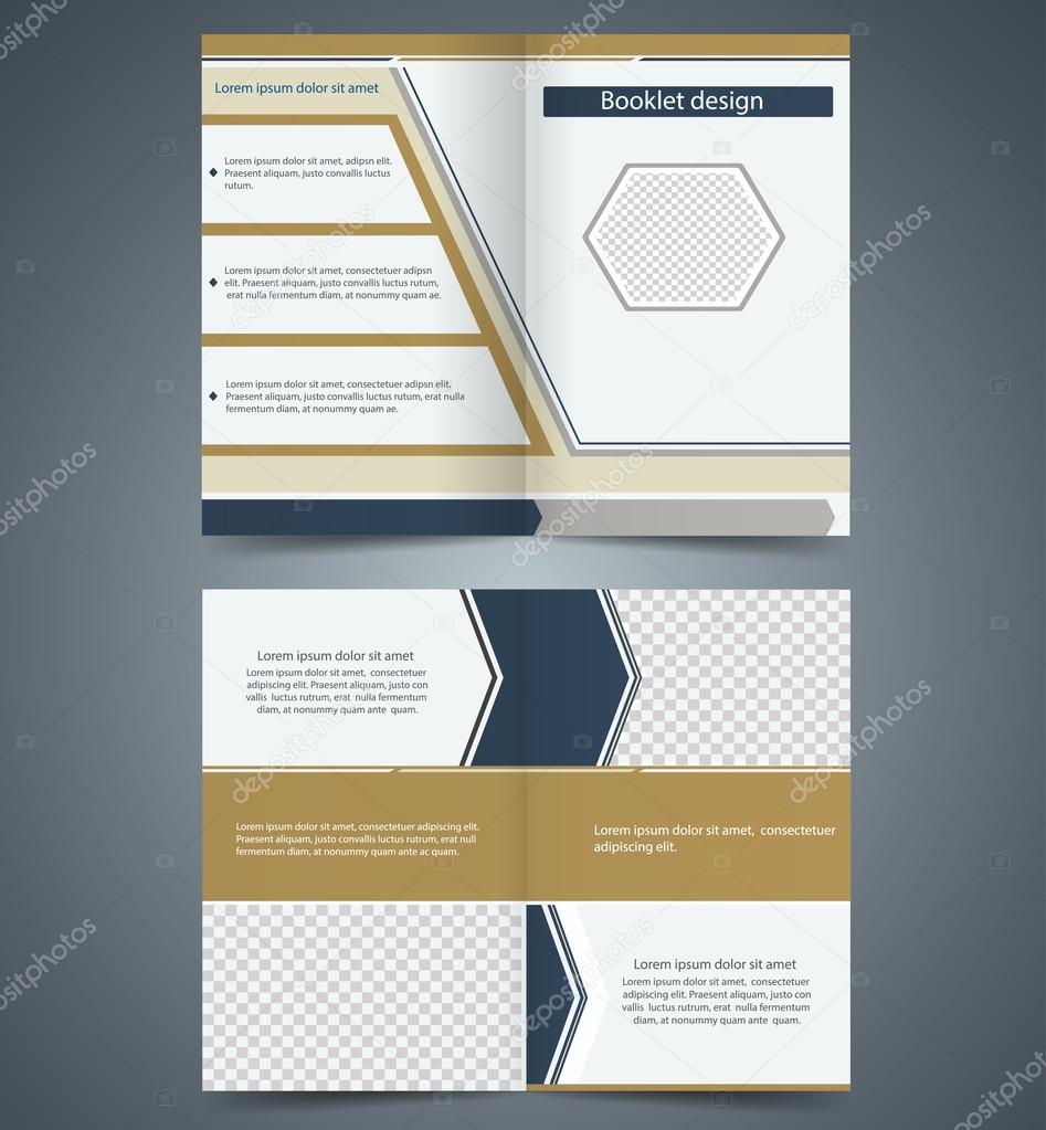 Brown bifold  brochure template design, business leaflet, bookle