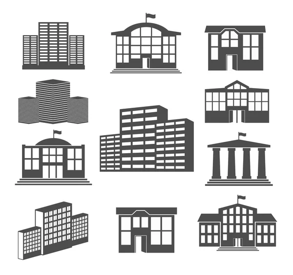 Conjunto de ícone da casa. Edifícios empresariais — Vetor de Stock