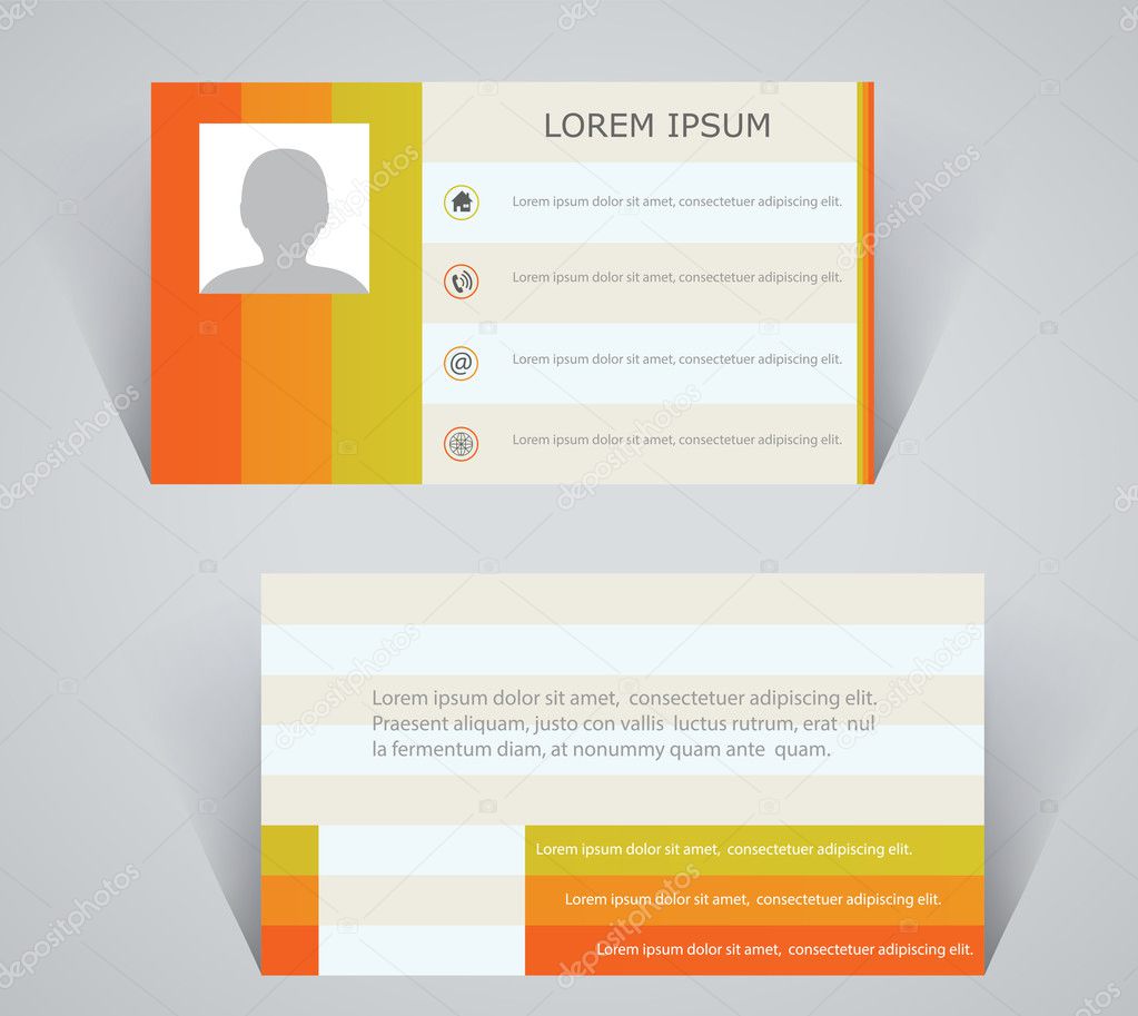 Business card, simple layout with colorful stripes