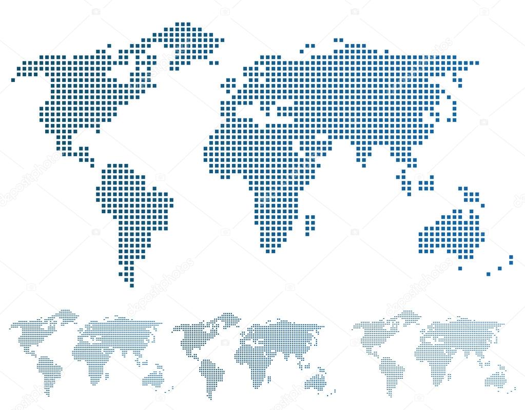 World map in pixels.