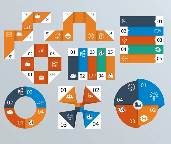 Elementy infografiki, kołowy, krok po kroku banery — Wektor stockowy