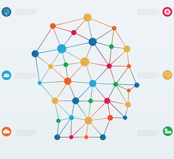 Network connections lines. infographics template with icons in t