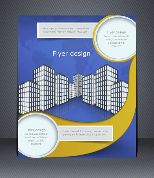 Blå business flyer eller brochure. Design skabelon med byen en – Stock-vektor