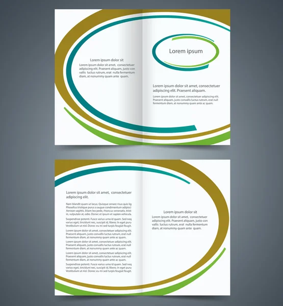 Booklet template design with brown, blue and green elements, lay — Stock Vector