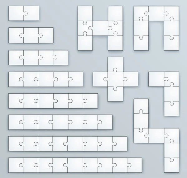 Plantilla de rompecabezas de piezas, conjunto de 2, 3, 4, 5, 6, 7, 8, 9 p — Vector de stock