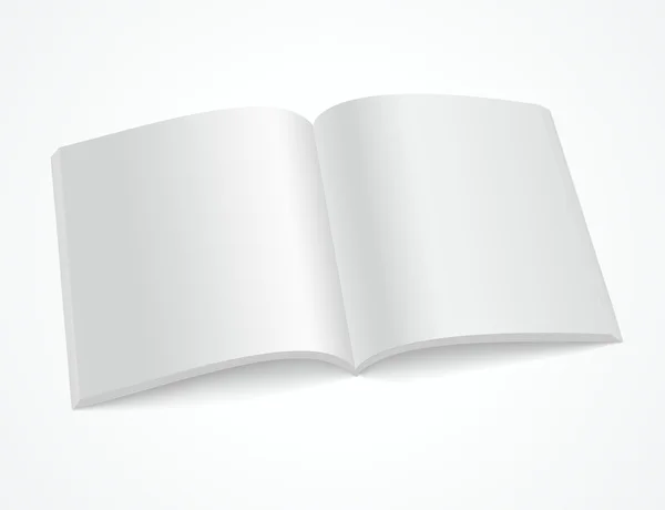 Folleto abierto en blanco o revista sobre fondo blanco — Vector de stock