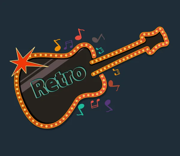 Retro guitar with music notes — Stock Vector