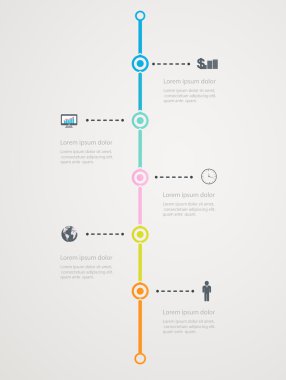 zaman çizelgesi Infographic suc adım yapısı ile iş ikonları/simgeleri,