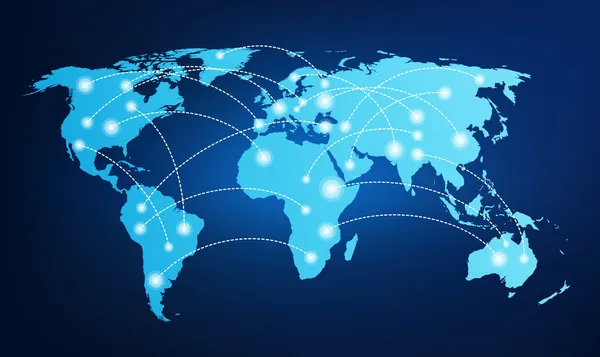 Wereldkaart met mondiale connecties — Stockvector