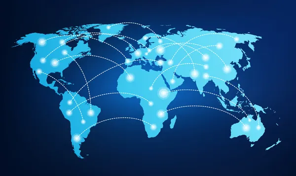 Mapa świata z globalnego połączenia — Wektor stockowy