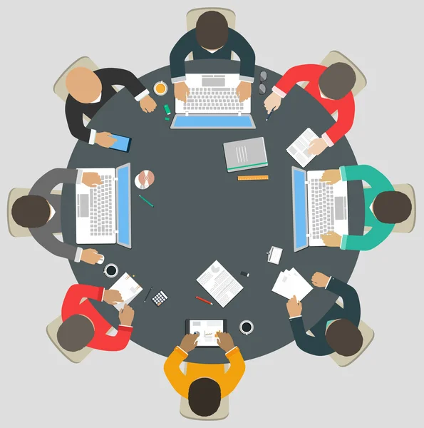 Teamwork for roundtable — Stock Vector