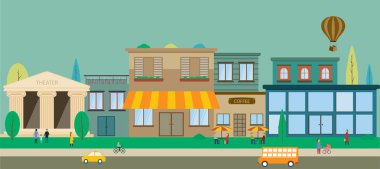 şehrin sokaklarında düz tasarım