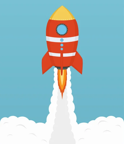 Startup Cosmic rocket, design in flat design — Stock Vector