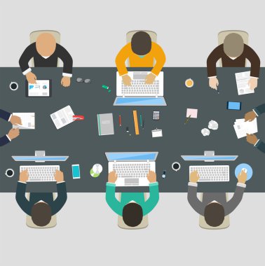 iş adamları için ofis büro çalışma grubu. c yeni bir fikir
