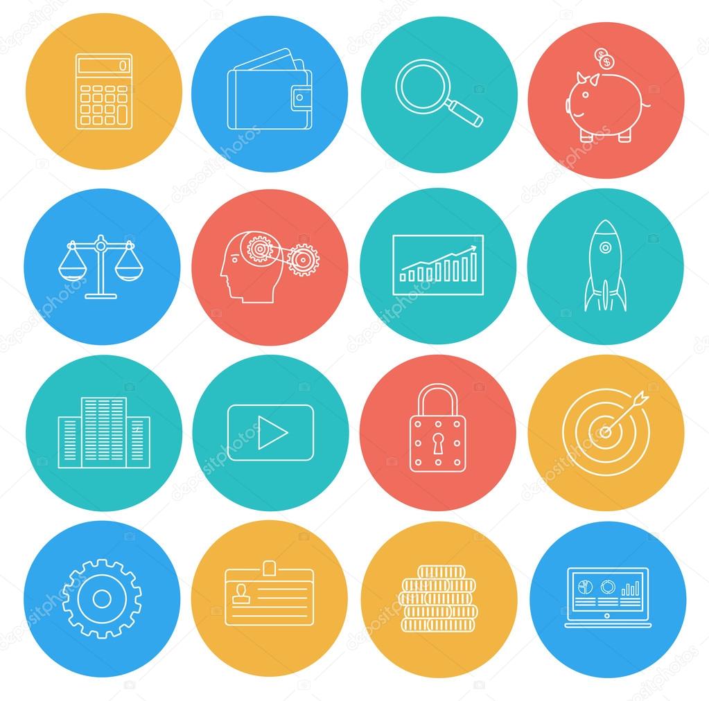 Flat lines icons of business and finance. Electronic commerce, S