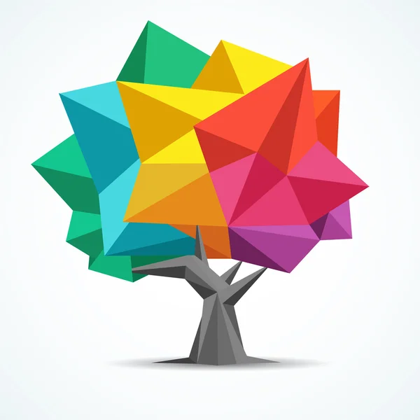 Colorful tree. Geometric polygon design — Stock Vector