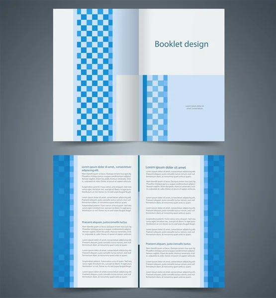 Geometric Blue bifold brochure template design, business leaflet — Stock Vector