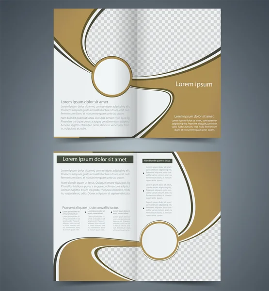 Kahverengi bifold broşür şablonu tasarım, iş broşür, kitapçık — Stok Vektör