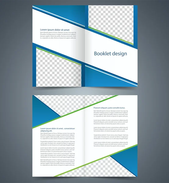 蓝色双开门宣传册模板设计、 业务宣传单张、 小册子 — 图库矢量图片
