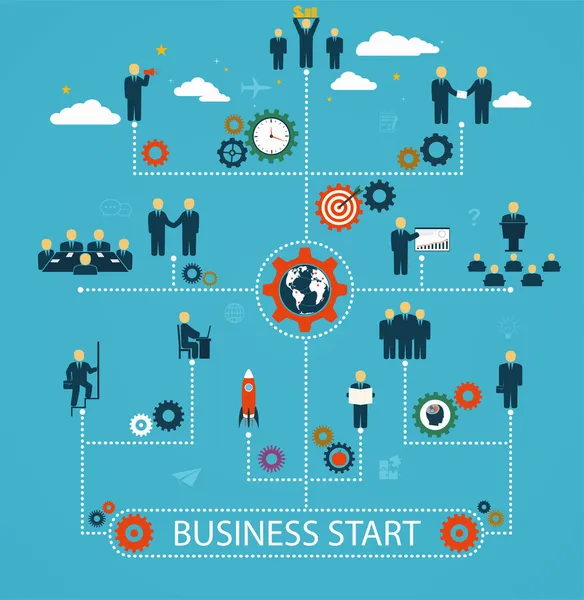 Business start, workforce, team working, business people in moti — Stock Vector