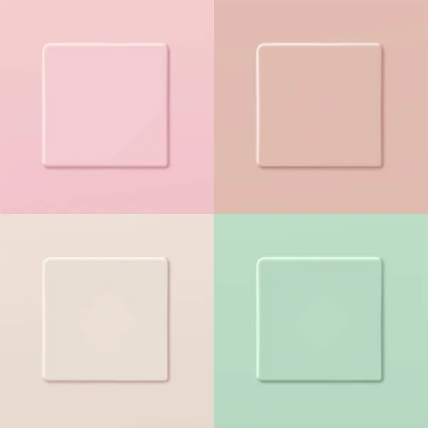 Ensemble Formes Carrées Produits Cosmétiques Rose Beige Vert Vue Dessus — Image vectorielle