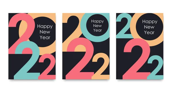 Brochures Créatives Bonne Année 2022 Housses Vacances Mode Minimalistes Pour — Image vectorielle