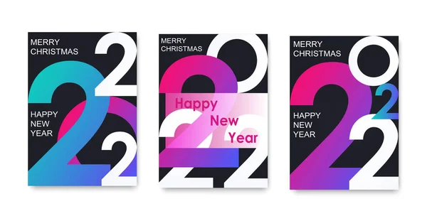 Creative Brochures Happy New Year 2022 Minimalistic Trendy Holiday Covers — Stock Vector