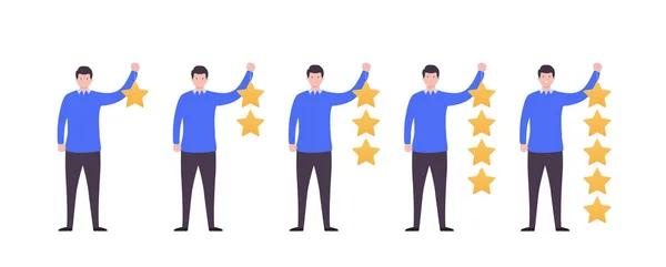 People Giving Stars Rating High Low Concept Product Service Reviews — Wektor stockowy