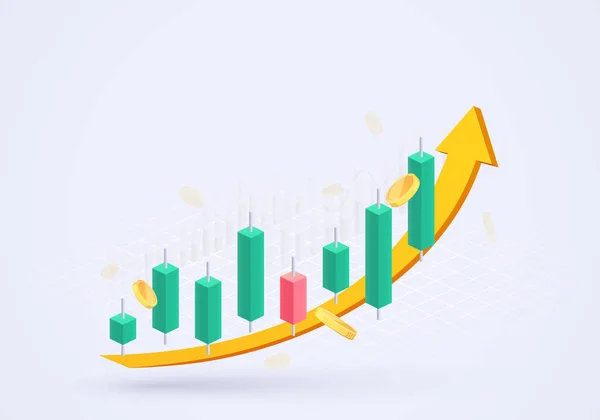 Cuadro Comercio Crecimiento Infografía Comercial Con Gráfico Tostadas Flecha Hacia — Archivo Imágenes Vectoriales