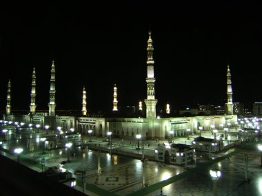 Nabawi Mosque at night clipart
