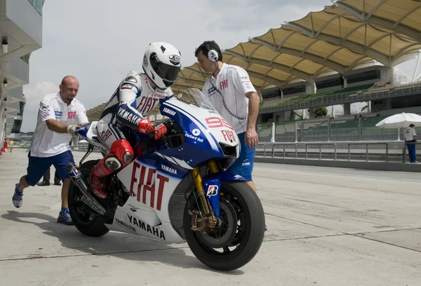 2009 hiszpański jorge lorenzo zespołu fiat yamaha w motogp Oficjalna — Zdjęcie stockowe