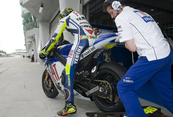 2009 Valentino Rossi da equipe Fiat Yamaha no teste oficial do MotoGP — Fotografia de Stock