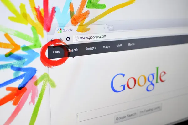 Homepage van google in augustus 7, 2011 — Stockfoto