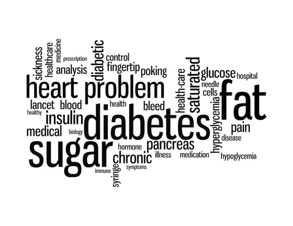 Diabète maladie info texte graphiques et arrangement mot nuages concept — Photo